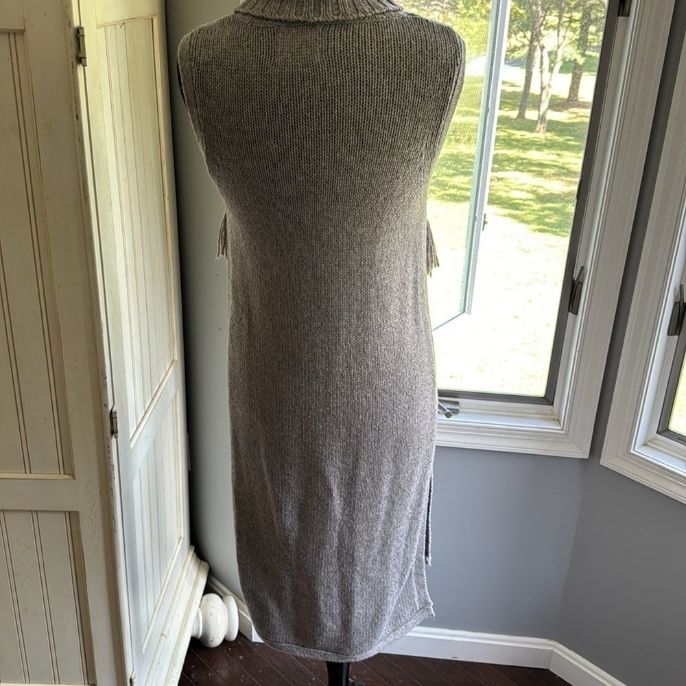 Anthropologie Nomad Morgan Carper Gray Vesper Fringe Turtleneck Knit TunicDress - Picture 7 of 12